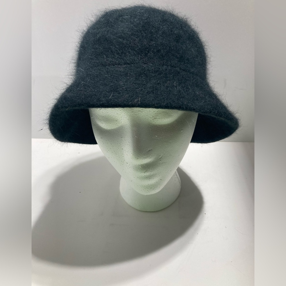 Elegant Black Angora Wool Bucket Hat